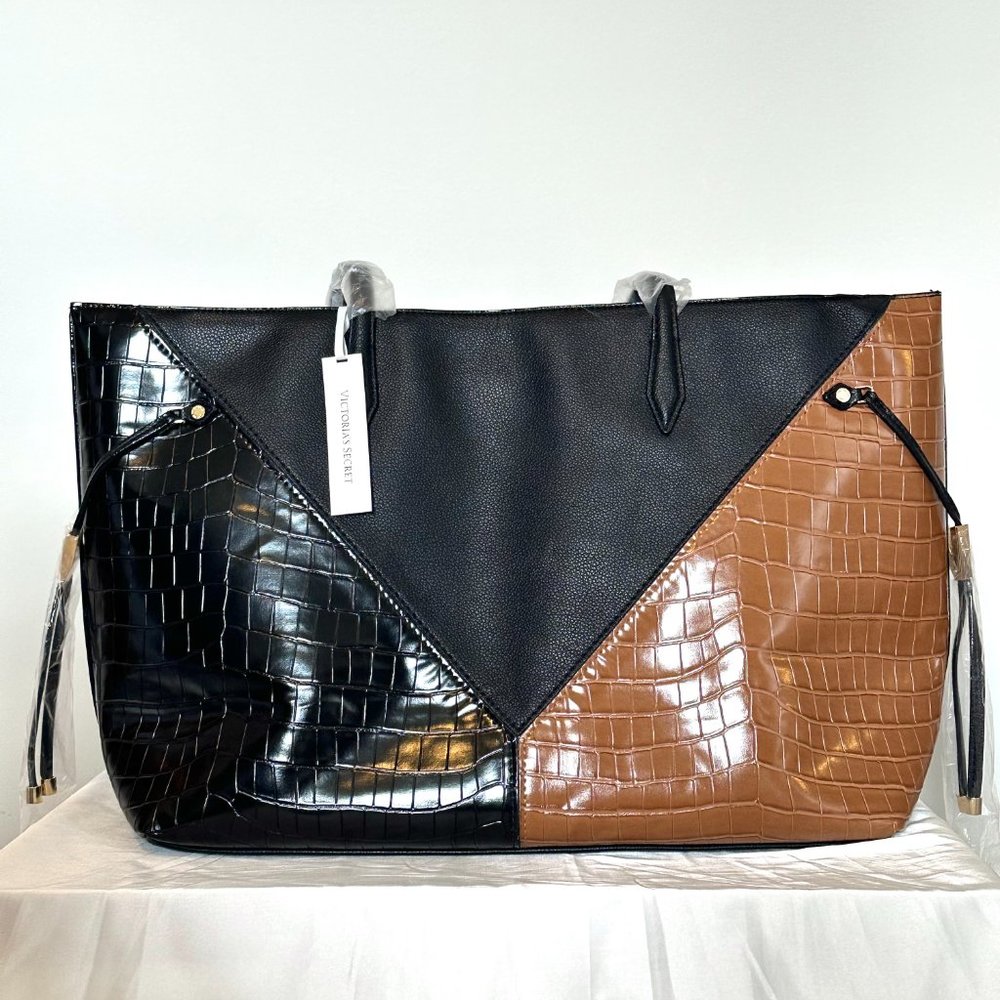 NWT Victoria's Secret Carryall Tote Bag in Croc Colorblock - Picture 16 of 16